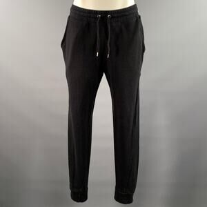BALMAIN Size M Black Cotton Solid Joggers Casual Pants
